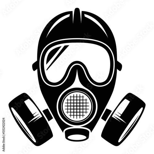 gas mask black color vector 