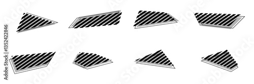 cool abstract geometric shape with diagonal lines pattern graphic element vector set