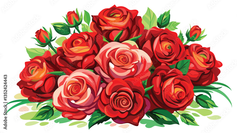 Obraz premium Red Rose White Background Wallpaper Vector File