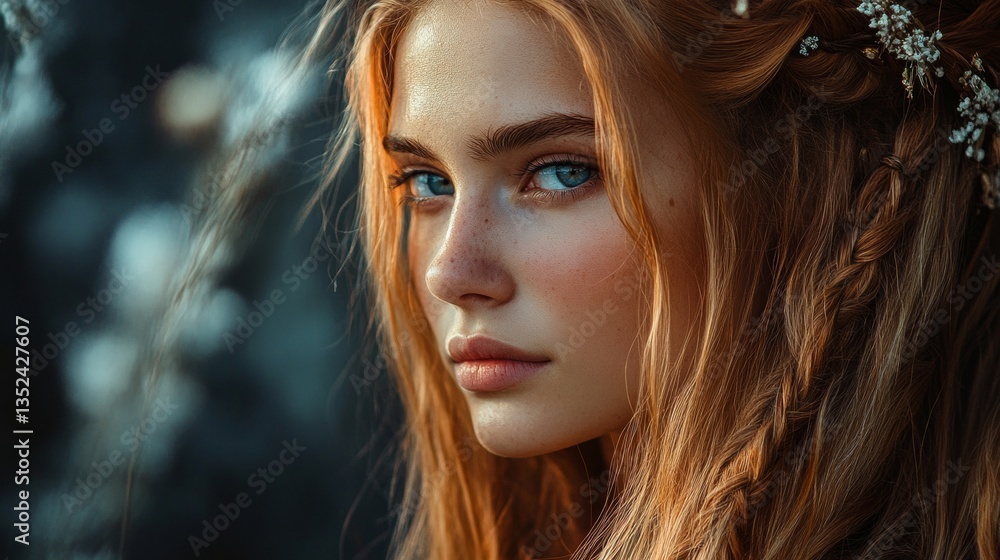 Fototapeta premium A beautiful woman with braided hair