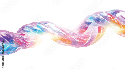 Close-up image of a digitally created or manipulated abstract design featuring swirling, translucent forms. The colors are predominantly pastel shades of pink, purple, blue, orange, and yellow,