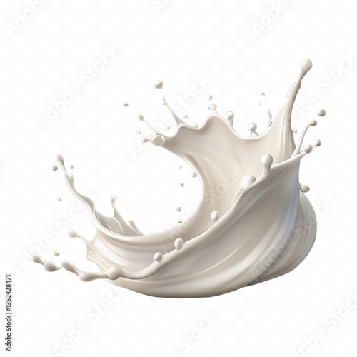 abstract 3d  splash of milk wave swirls or diary milk splashes, flying milk on the air cut out isolated on white background