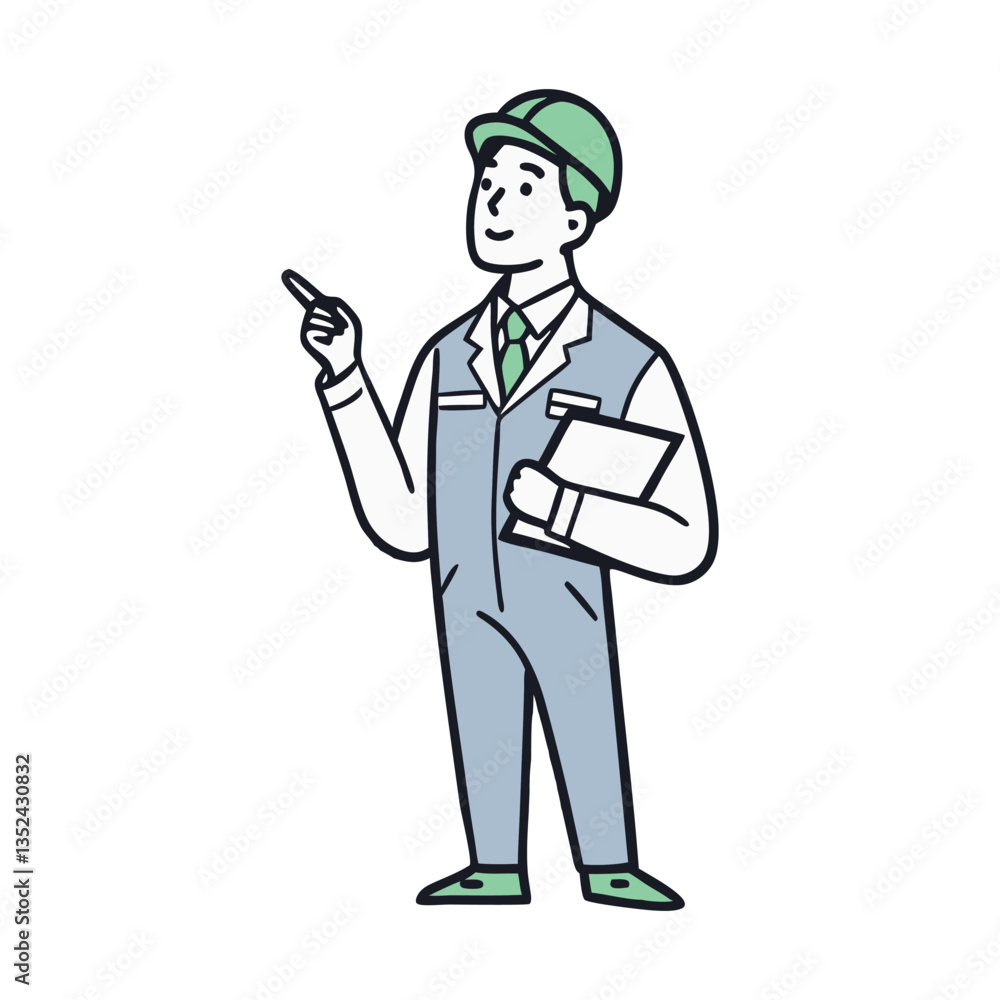 Man in Work Clothes - Vector Illustration, Cartoon Clipart & Line Art Design for Print.eps Man in Work Clothes - Vector Illustration, Cartoon Clipart & Line Art Design for Print.eps