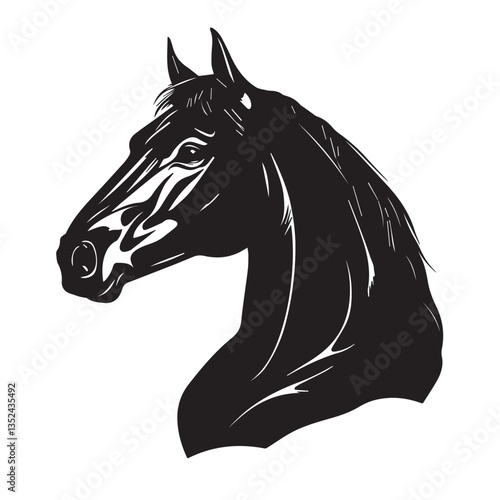horse head on a white background, logo, vector, graphics

