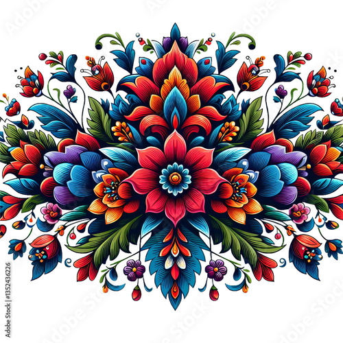 Foto This stunning floral pattern bursts with vibrant colors and intricate details, creating a mesmerizing visual masterpiece