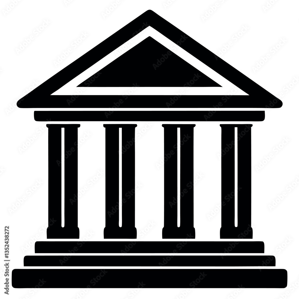 Simple Black Silhouette Vector Icon of a Bank Building – Finance & Banking Symbol Simple Black Silhouette Vector Icon of a Bank Building – Finance & Banking Symbol