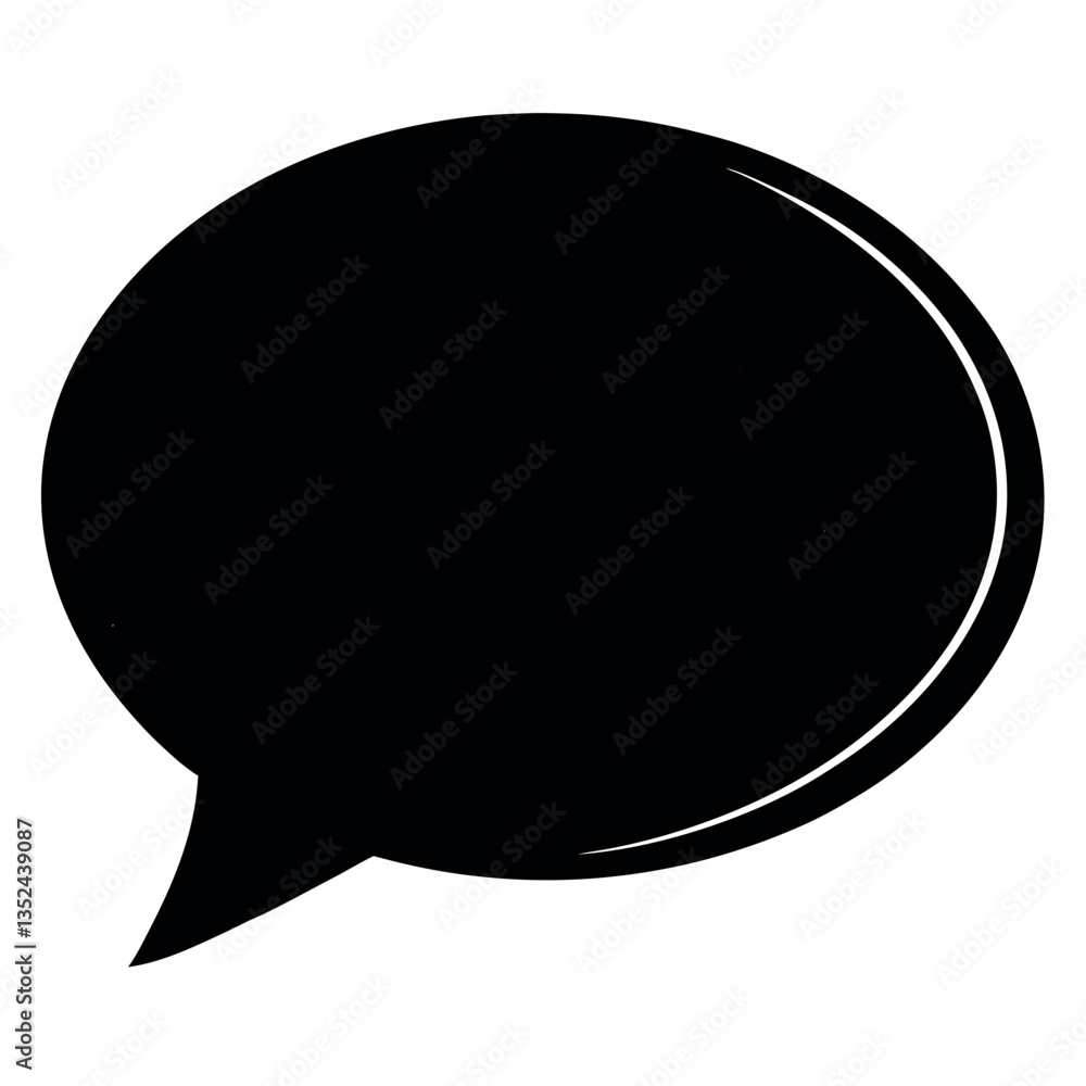 Simple Black Silhouette Vector Icon of a Speech Bubble – Communication & Conversation Symbol Simple Black Silhouette Vector Icon of a Speech Bubble – Communication & Conversation Symbol