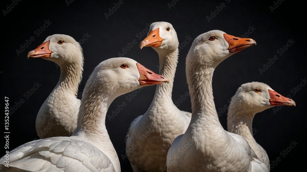group of domestic geese group of domestic geese