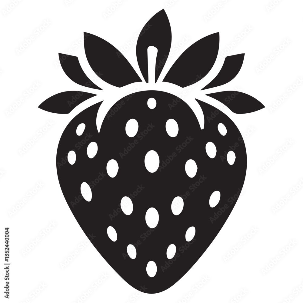 Strawberry silhouette black and white vector icon Strawberry silhouette black and white vector icon