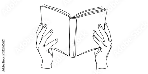World Poetry Day, In celebration of World Poetry Day, an illustration depicts hands gently holding an open book. Created in a continuous single line art style, the sketch is minimalist and elegant