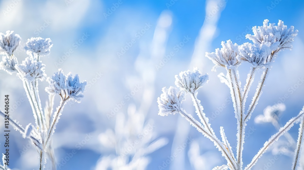 Frozen Abstraction of Delicate Flowers and Frosty Plants in Winter Frozen Abstraction of Delicate Flowers and Frosty Plants in Winter