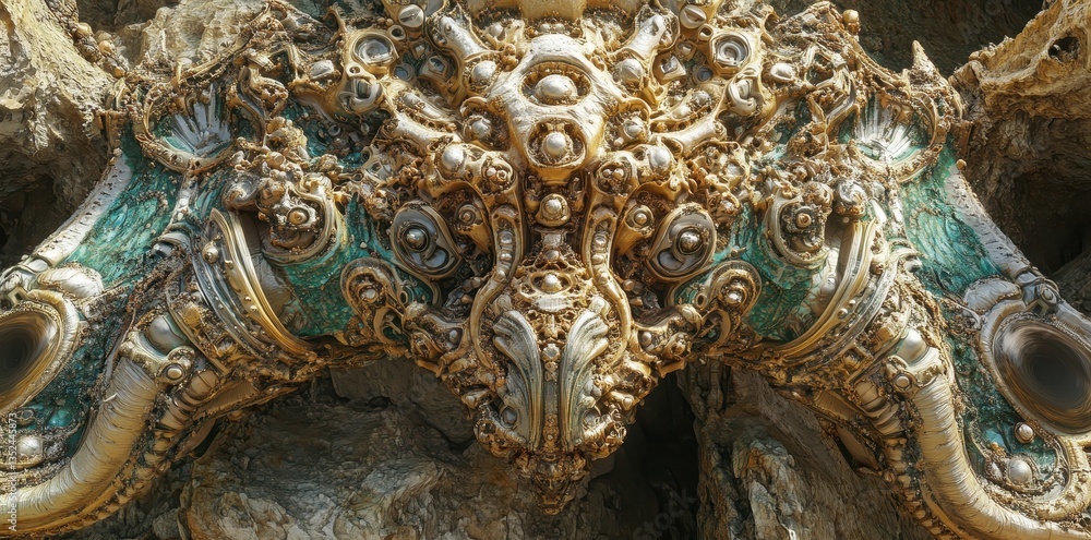 Fototapeta premium An ornate and detailed architectural carving in an archway structure