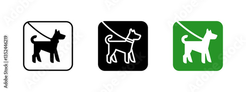 Dog leash icon. Pet walking safety vector illustration. Symbol for responsible dog ownership and park regulations. Animal control and obedience pictogram.
