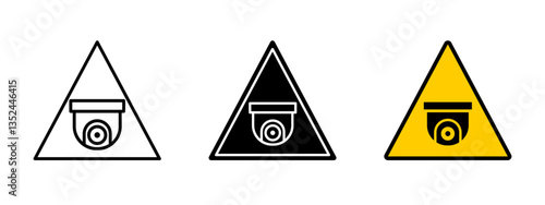 Surveillance camera icon. Security monitoring vector illustration. Warning sign for CCTV observation and safety control. Alert symbol for video recording and protection systems.