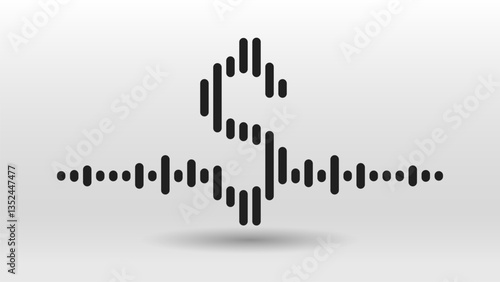 Dollar bar icon pulse wave sign symbol