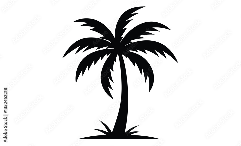 Obraz premium Palm tree silhouettes with tropical leaves vector