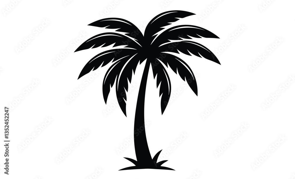 Obraz premium Palm tree silhouettes with tropical leaves vector