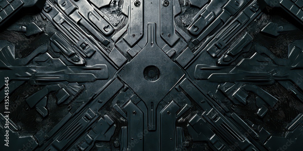 Fototapeta premium A symmetrical composition of complex futuristic geometric patterns