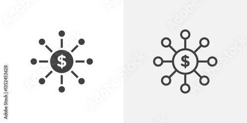 Affiliate marketing icons symbol. Flat and line design style.