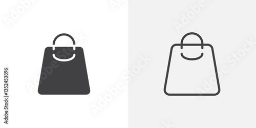 Bag icon vector set in black flat and line stroke style