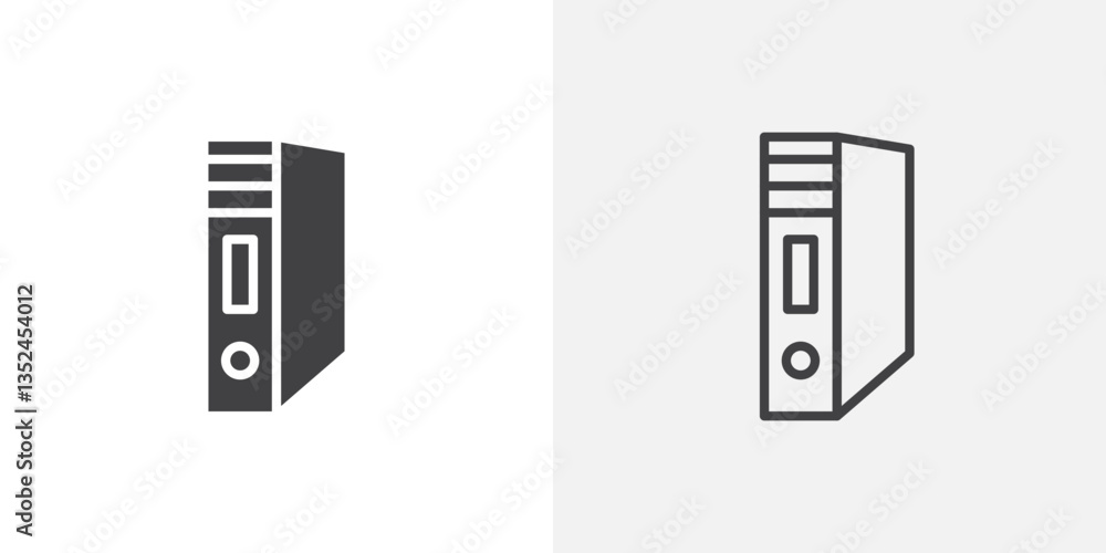 Binder icon vector set in black flat and line stroke style Binder icon vector set in black flat and line stroke style