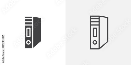 Binder icon vector set in black flat and line stroke style