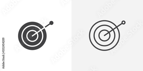 Bulls eye icon vector set in black flat and line stroke style