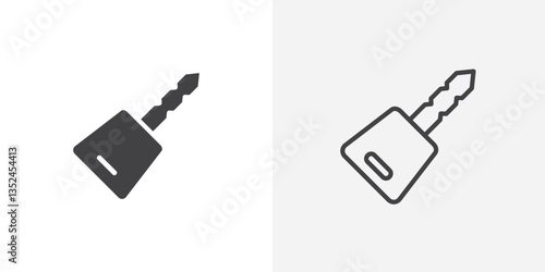 Car Key icon vector set in black flat and line stroke style