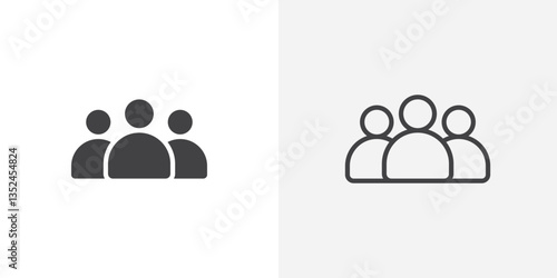 Community icon vector set in black flat and line stroke style