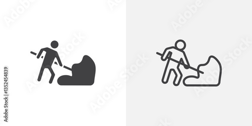 Construction icon vector set in black flat and line stroke style