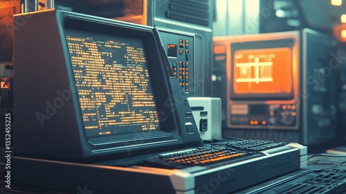 Retro Futuristic Computer System: A Glimpse into a Vintage Technological Landscape