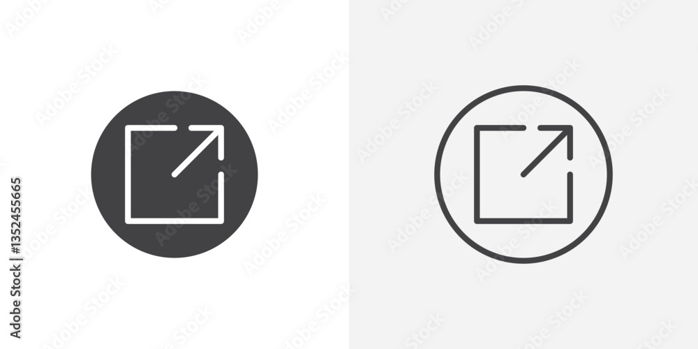 External link icon vector set in black flat and line stroke style External link icon vector set in black flat and line stroke style
