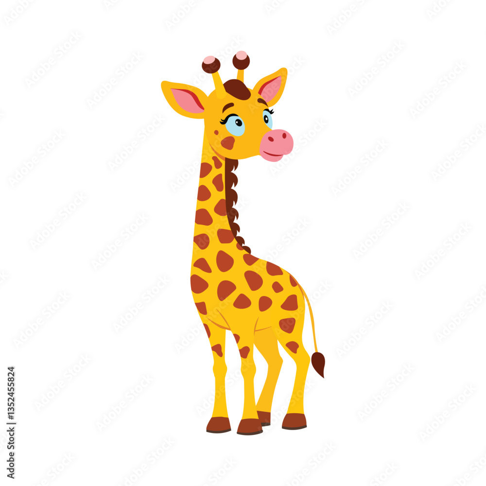 Cute giraffe standing on white background Cute giraffe standing on white background