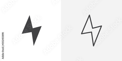 Flash icon vector set in black flat and line stroke style
