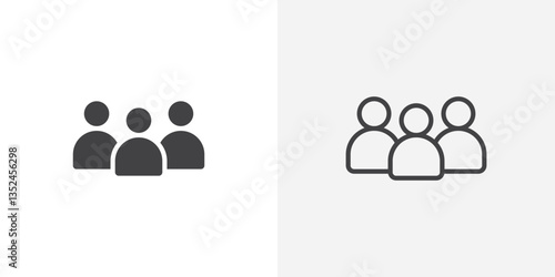 Group icon vector set in black flat and line stroke style