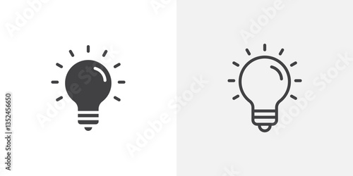 Idea icon vector set in black flat and line stroke style