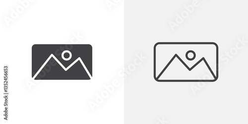 Image icon vector set in black flat and line stroke style