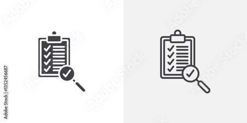 Inspection icon vector set in black flat and line stroke style