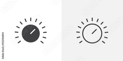 Knob icon vector set in black flat and line stroke style