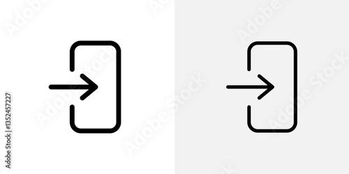 Log in icon vector set in black flat and line stroke style