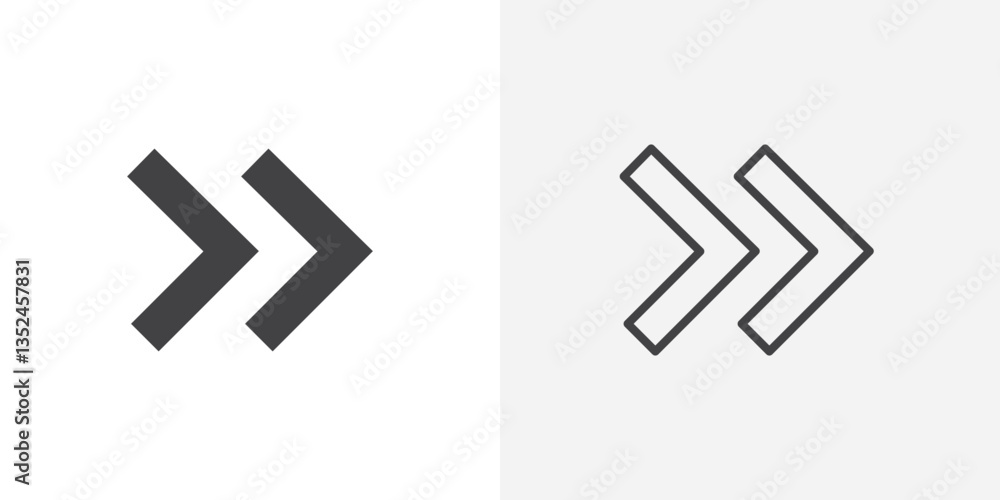 Next arrow icon vector set in black flat and line stroke style Next arrow icon vector set in black flat and line stroke style