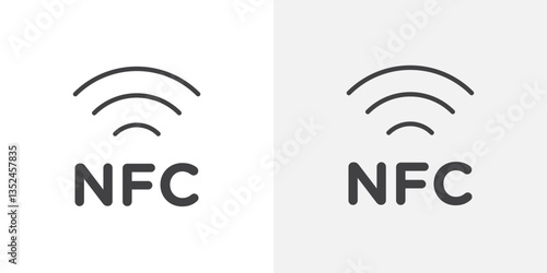 NFC icon vector set in black flat and line stroke style