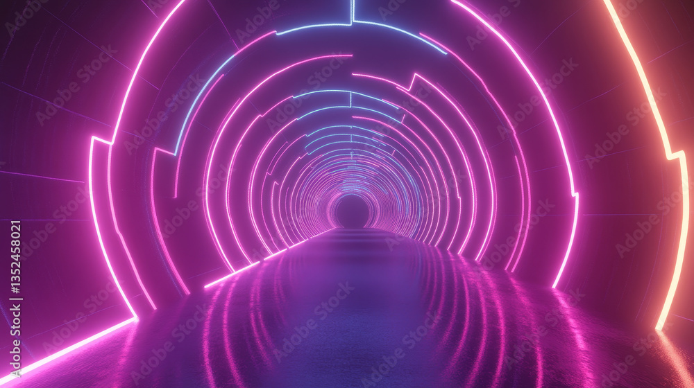Tunnel of Digital Cyberspace with Line Neon Light, Network Connections, Technology Digital Abstract Background 3d rendering Tunnel of Digital Cyberspace with Line Neon Light, Network Connections, Technology Digital Abstract Background 3d rendering