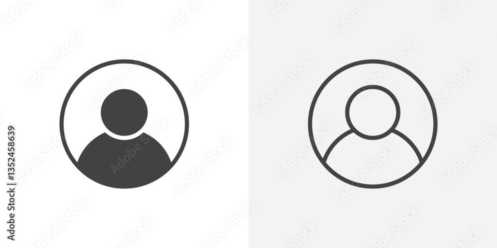 Profile icon vector set in black flat and line stroke style Profile icon vector set in black flat and line stroke style
