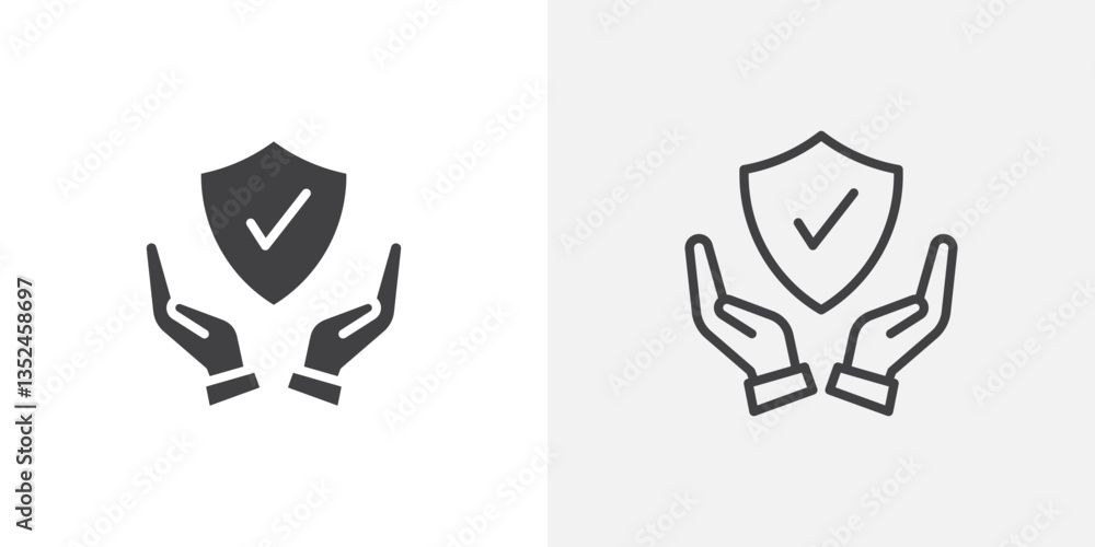 Protection icon vector set in black flat and line stroke style Protection icon vector set in black flat and line stroke style