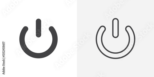 Power button icon vector set in black flat and line stroke style