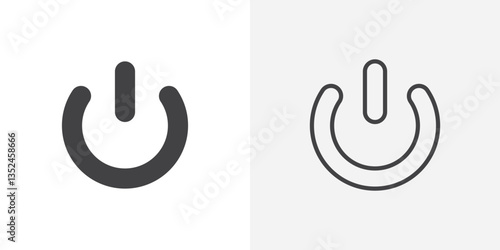 Power button icon vector set in black flat and line stroke style