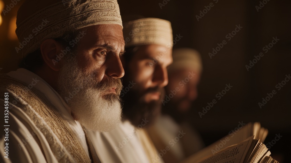 Naklejka premium Close-up of Sadducees, members of the upper class of aristocrats and priests. Sadducees opposed the Pharisees in the time of Jesus Christ.
