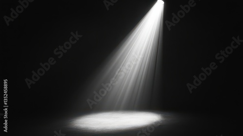 A dark room illuminated by a single spotlight, highlighting the texture and details of the subject at the center of the space, surrounded by inky blackness.