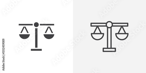 Scale icon vector set in black flat and line stroke style